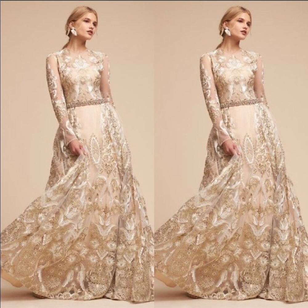 BHLDN Terani Couture Metallic Embroidery Dress